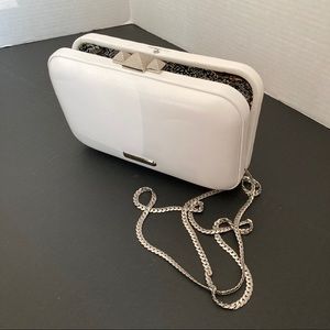 REBECCA MINKOFF | WHITE LEATHER MINAUDIERE CLUTCH